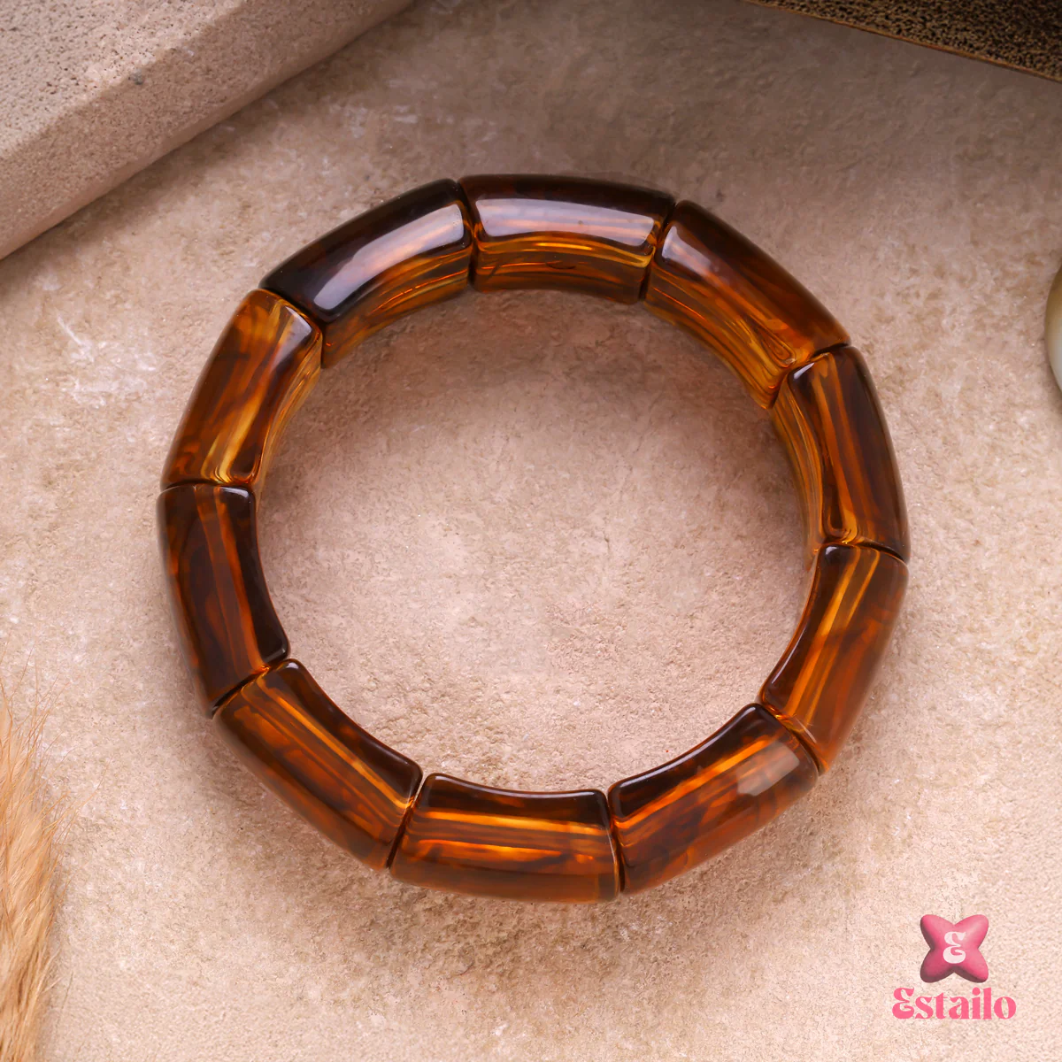 Amber Bamboo Resin Bracelet - Image 3