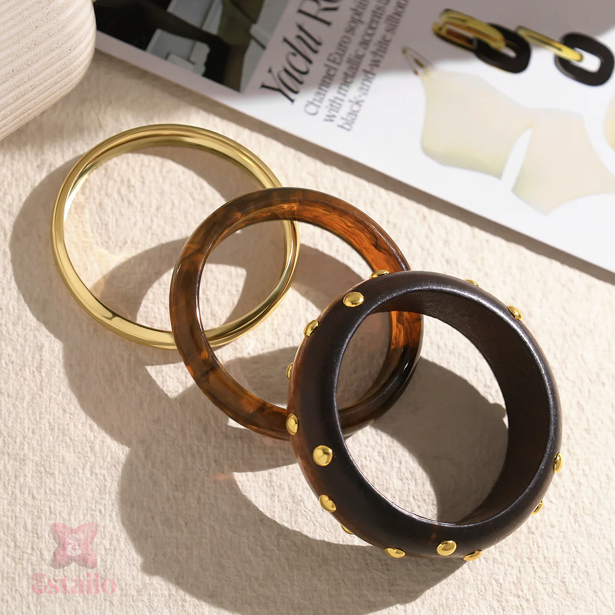 Amber Horizon Stack Bangle Bracelet - Image 4
