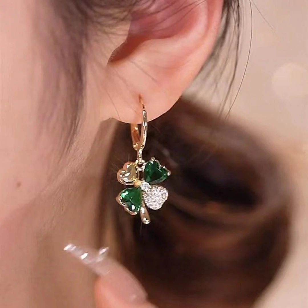 Green Daisy Hoops Earrings - Image 3