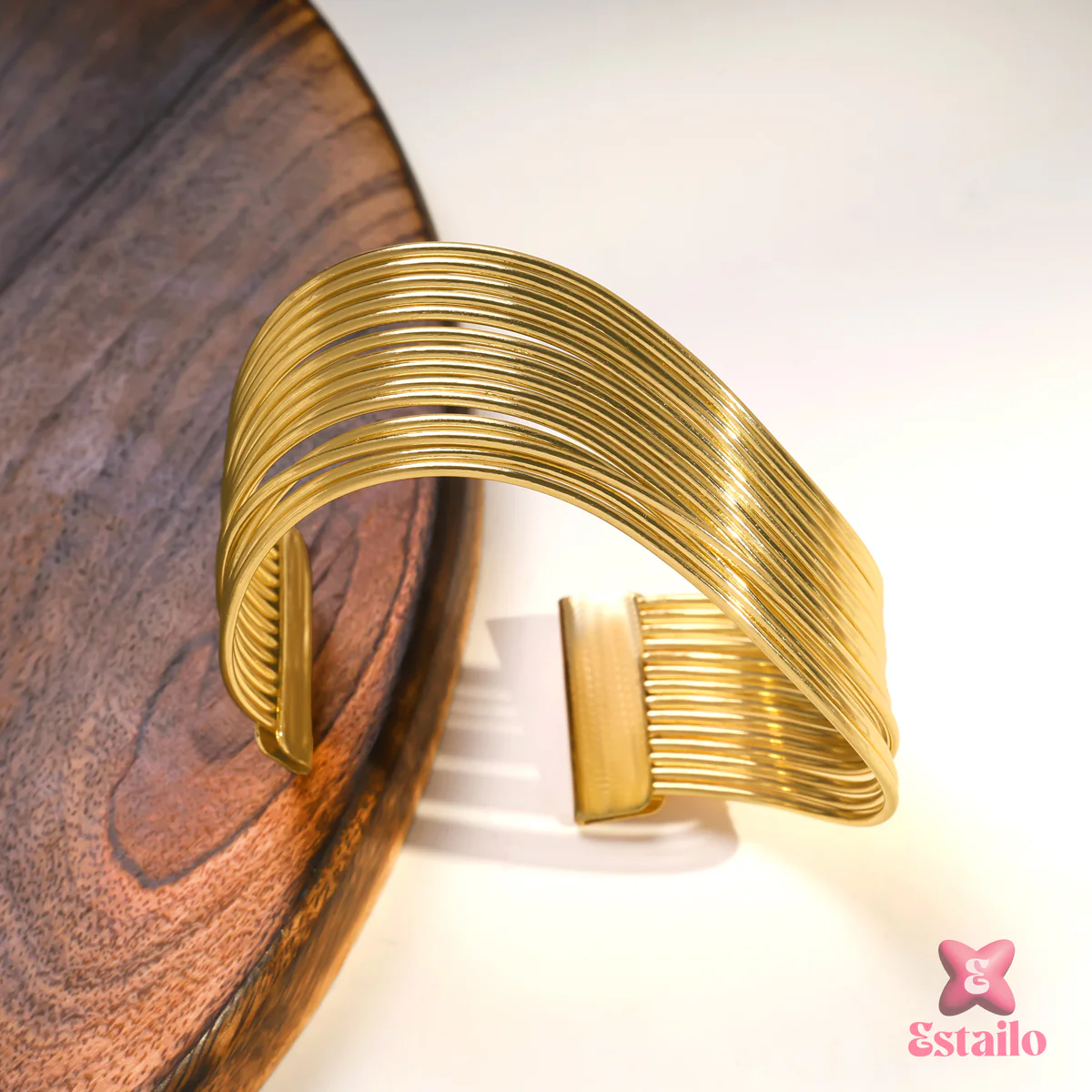 Bold Wide Coil Cuff Bracelet - Image 3