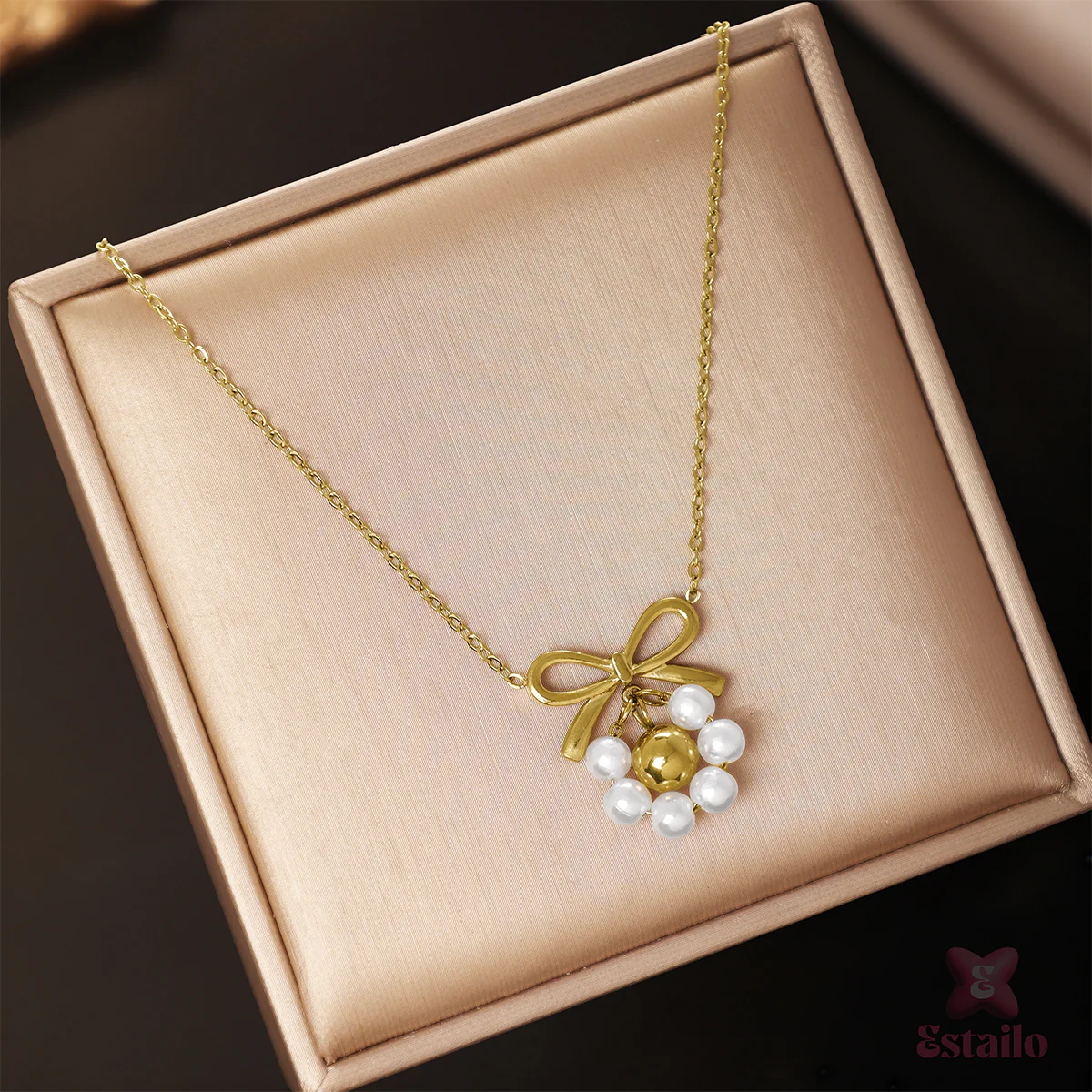 Bowtied Pearl Elegance Necklace - Image 2