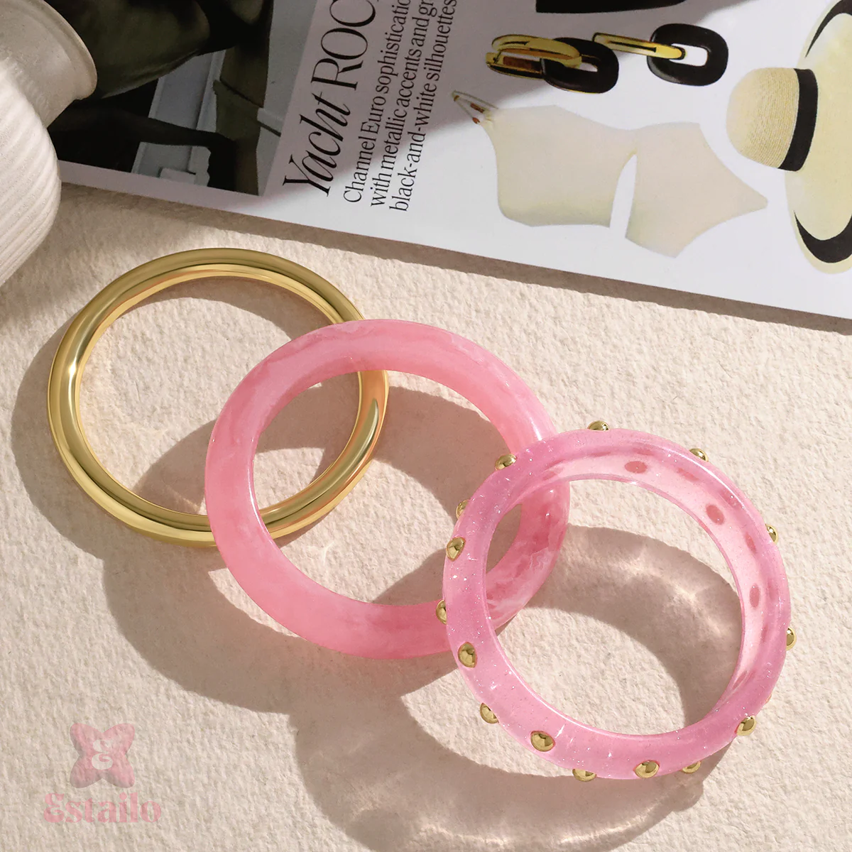 Celestial Rose Stack Bangle Bracelet - Image 2