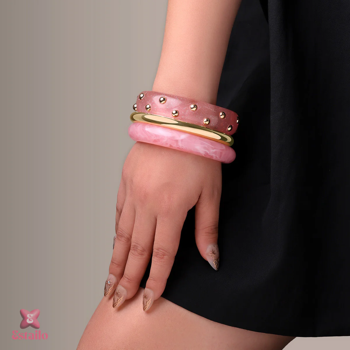 Celestial Rose Stack Bangle Bracelet - Image 3