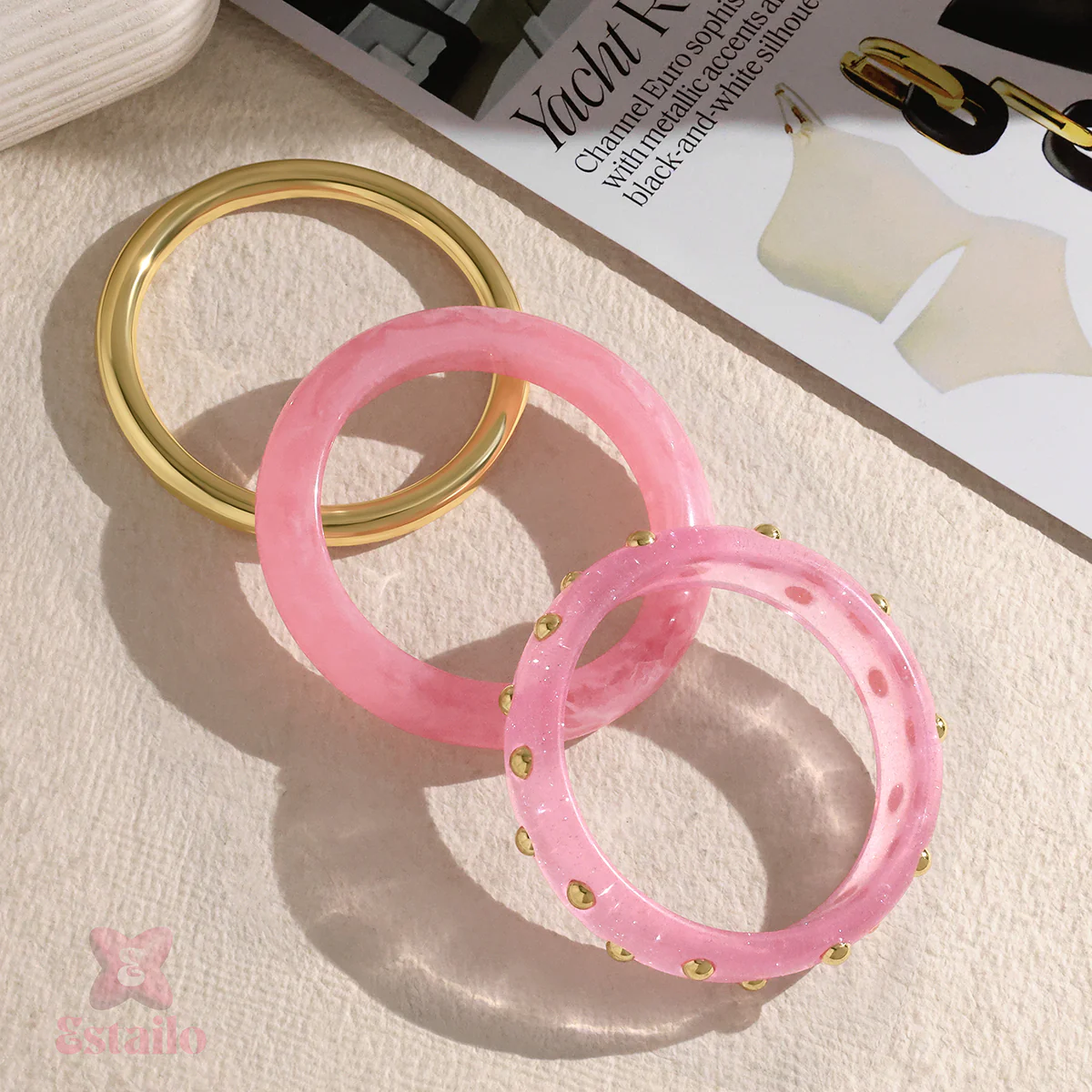Celestial Rose Stack Bangle Bracelet - Image 4
