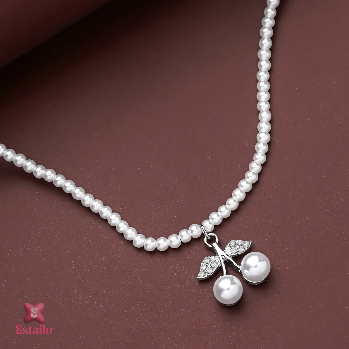 Cherry Charm Pearl Necklace - Image 3