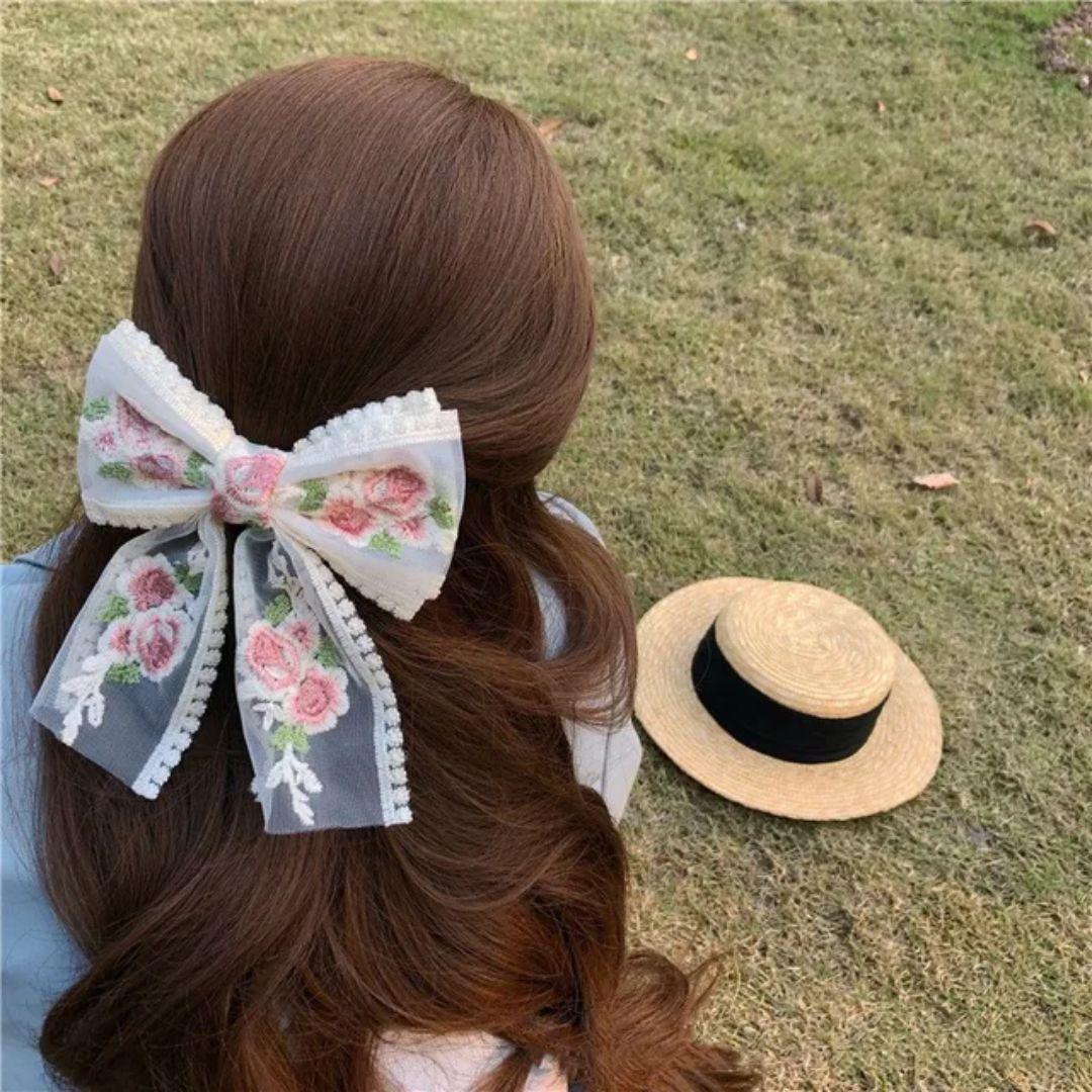 Oversized Floral Bow Clip (Pack of 1) - Image 4