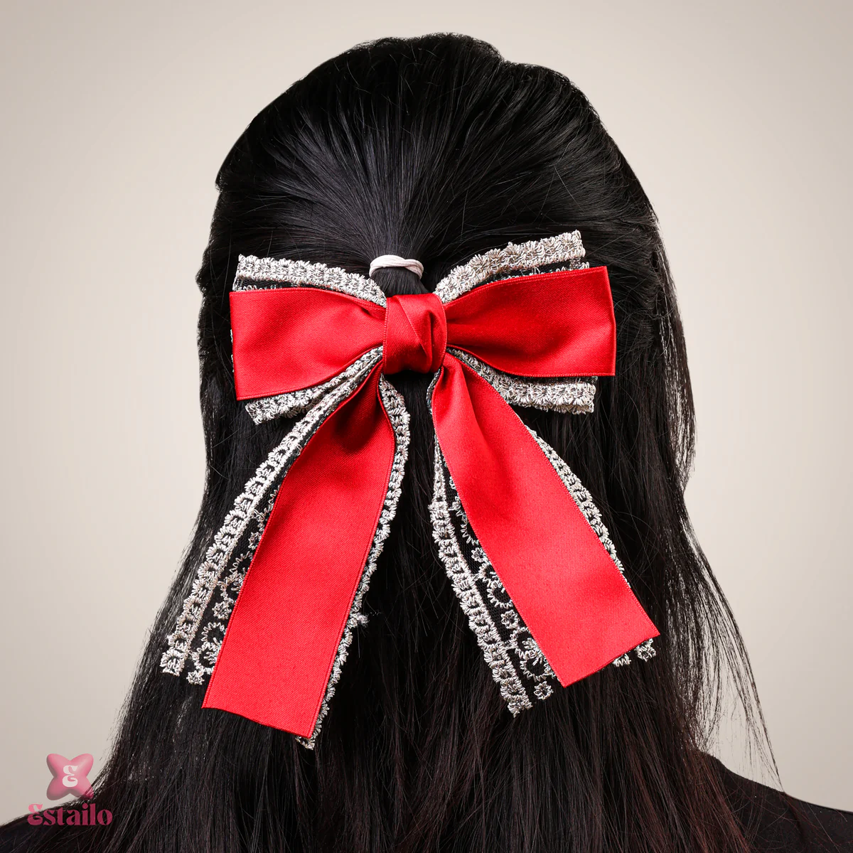 Crimson Elegance Bow Clip - Image 2
