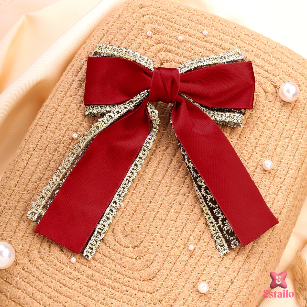 Crimson Elegance Bow Clip - Image 3