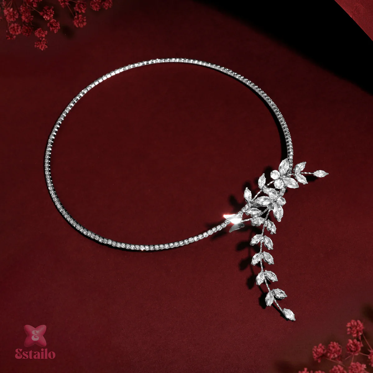 Crystal Blossom Solitaire Necklace - Image 2