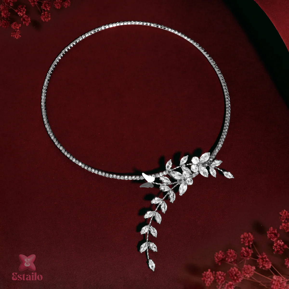 Crystal Blossom Solitaire Necklace - Image 3