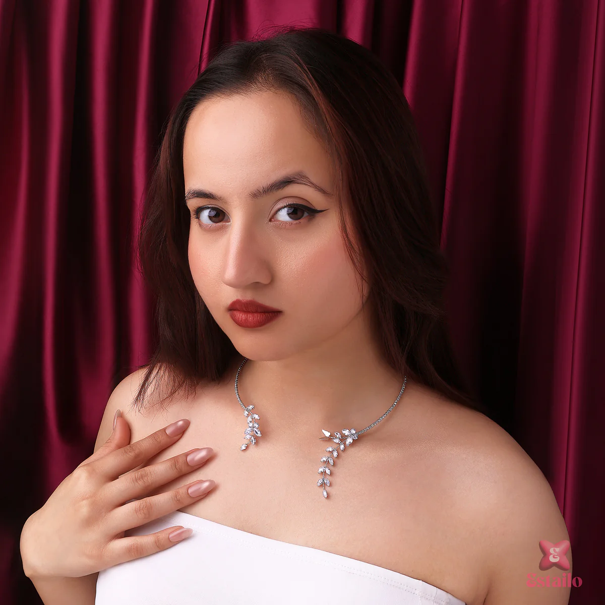 Crystal Blossom Solitaire Necklace - Image 4