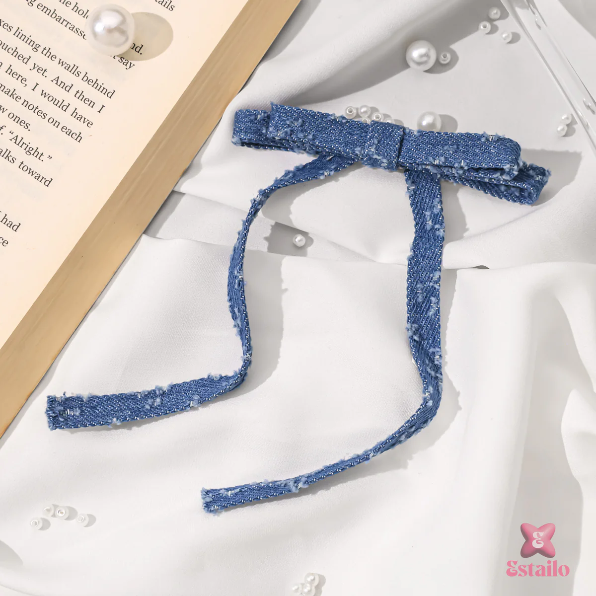 Denim Delight Bow Clip - Image 3