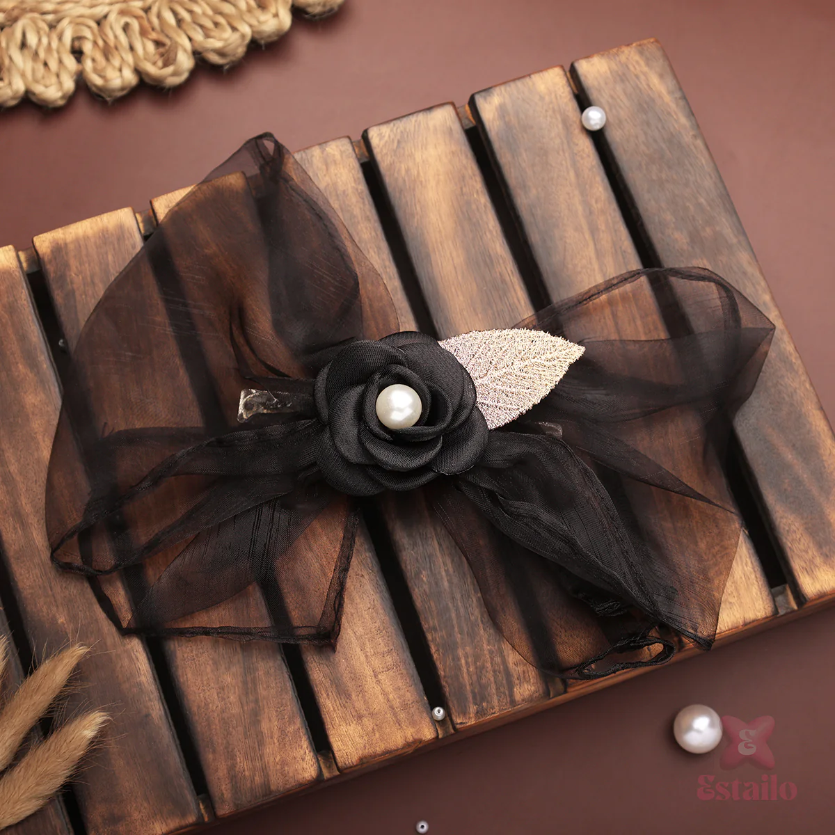Dream Midnight Organza Bow Clip - Image 2