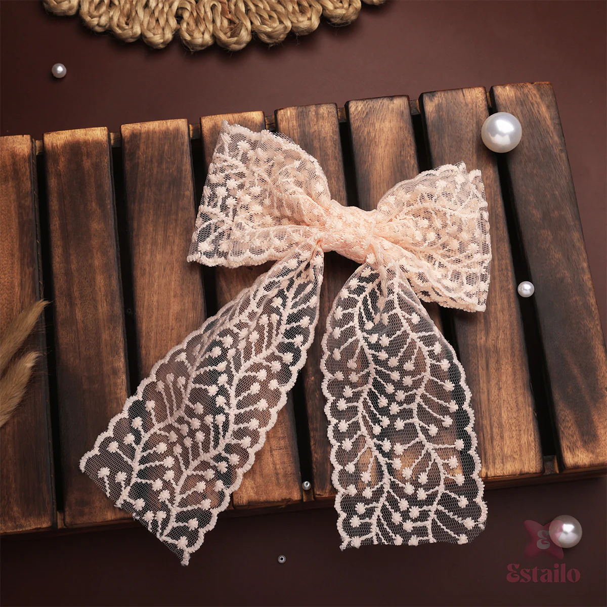 Elegant Blush Bow Clip - Image 2