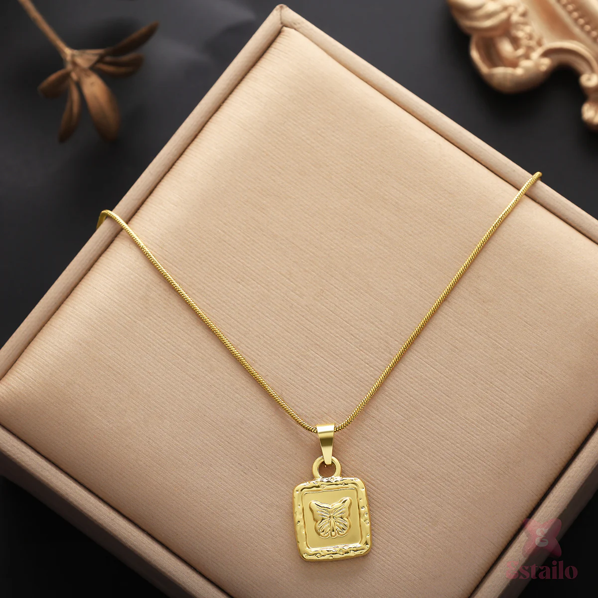 Elegant Etched Butterfly Necklace