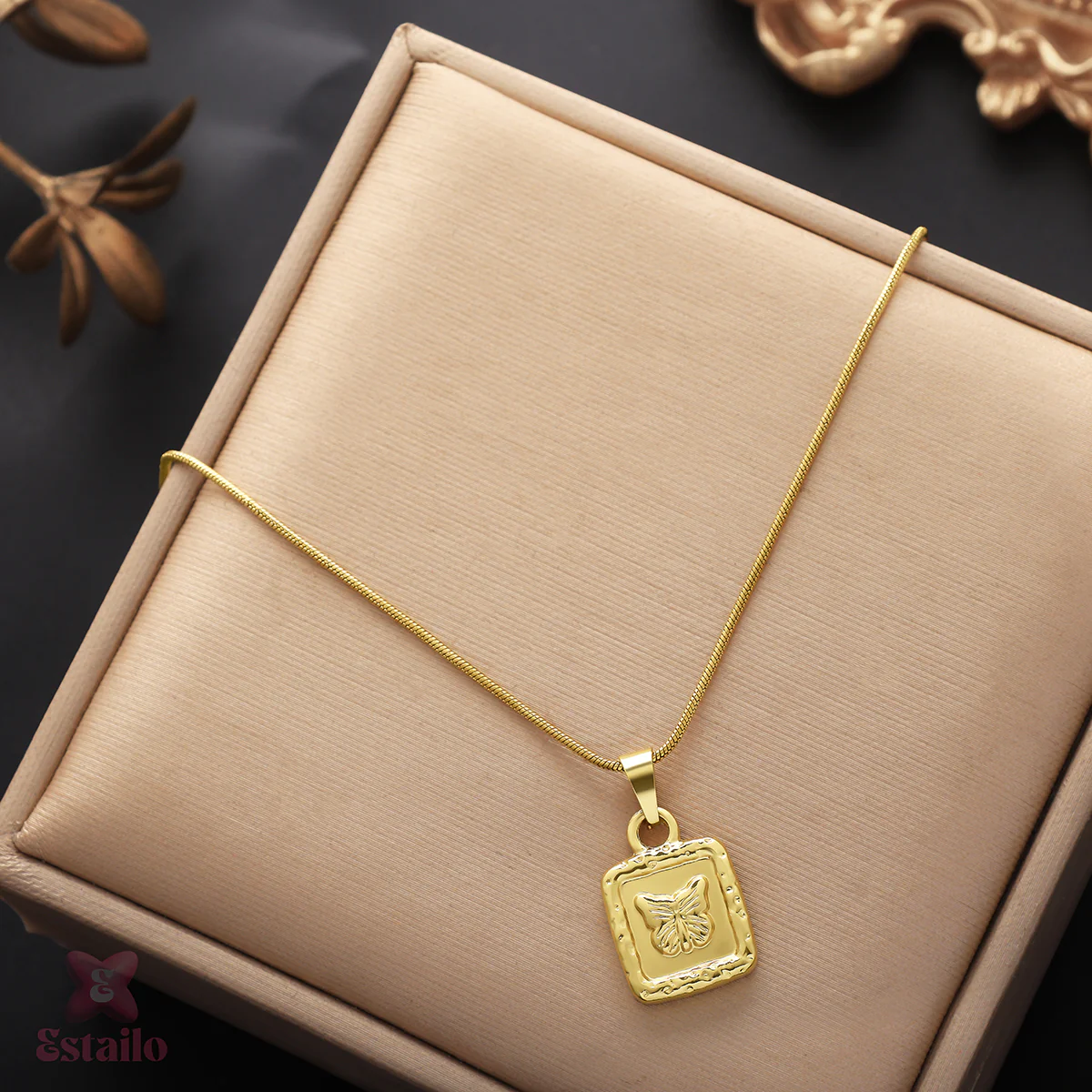 Elegant Etched Butterfly Necklace - Image 2