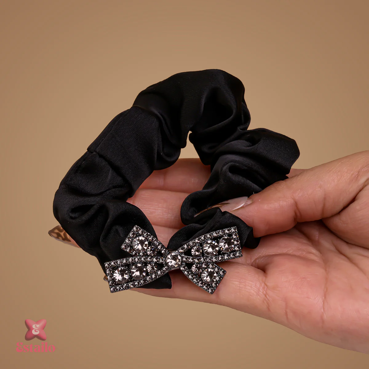 Elegant Rhinestone Scrunchie - Image 2