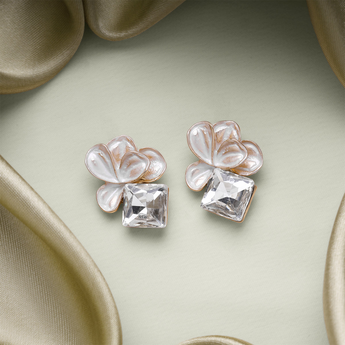 Enamel Flower Earrings - Image 2