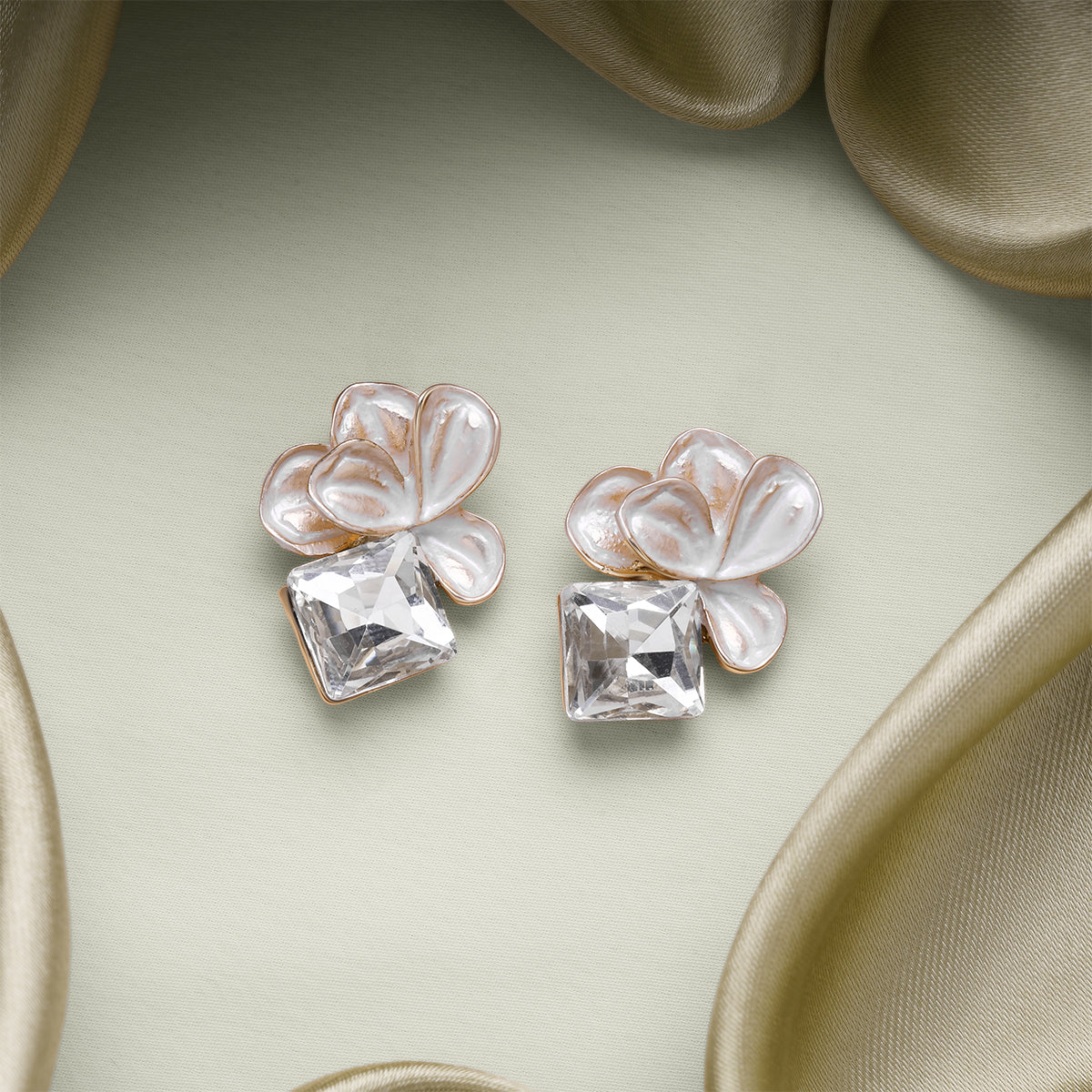Enamel Flower Earrings - Image 3