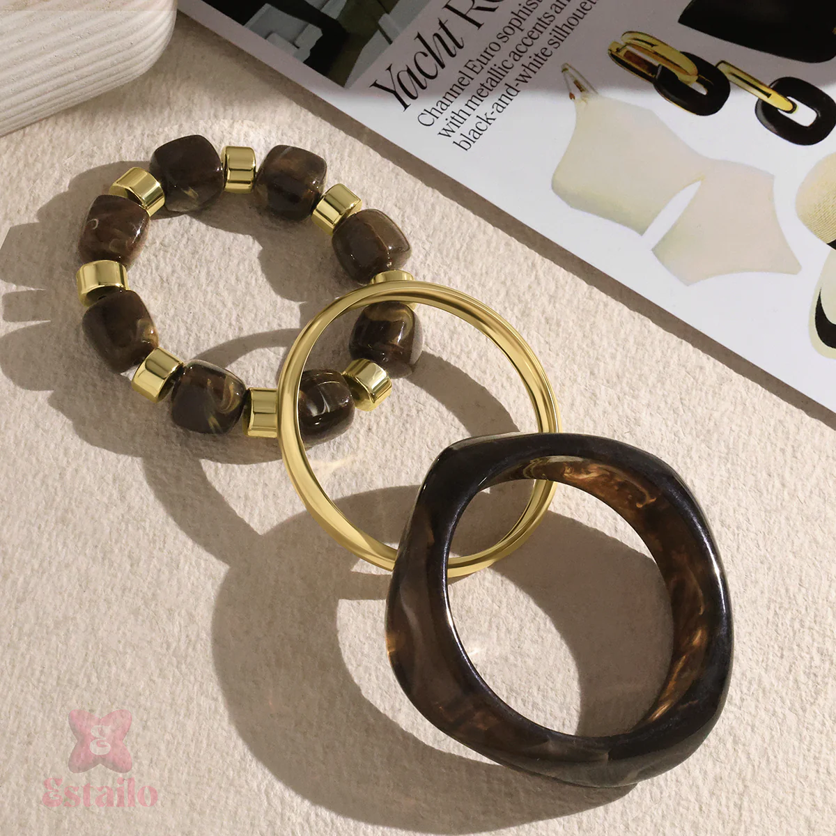 Estate Marbled Stack Bangle Bracelet - Image 4
