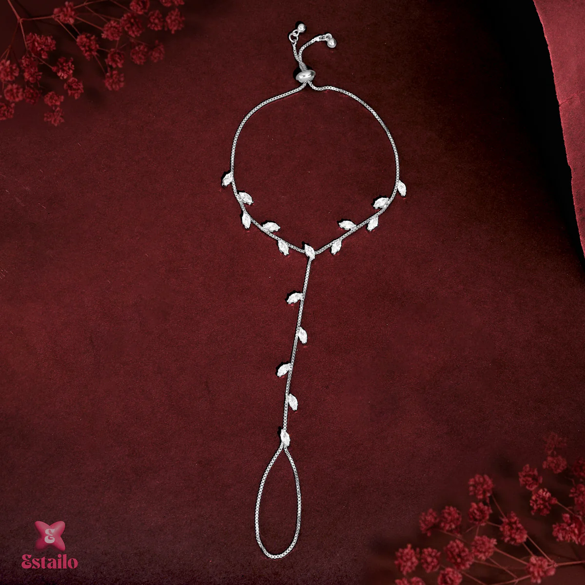 Ethereal Blossom Solitaire Hand Jewellery - Image 3