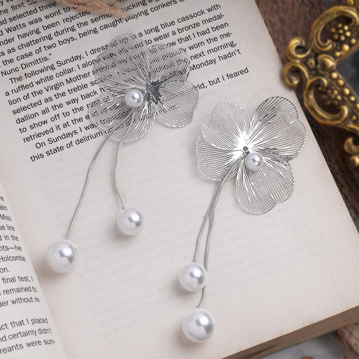 Ethereal Petal Pearl Earrings - Image 2
