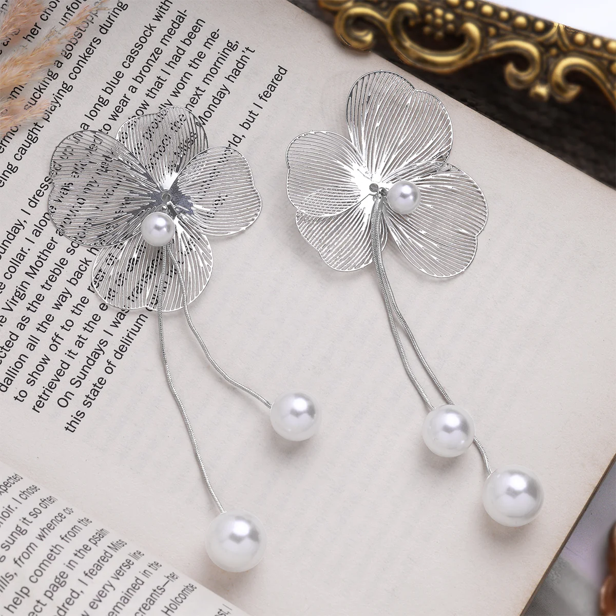 Ethereal Petal Pearl Earrings - Image 3
