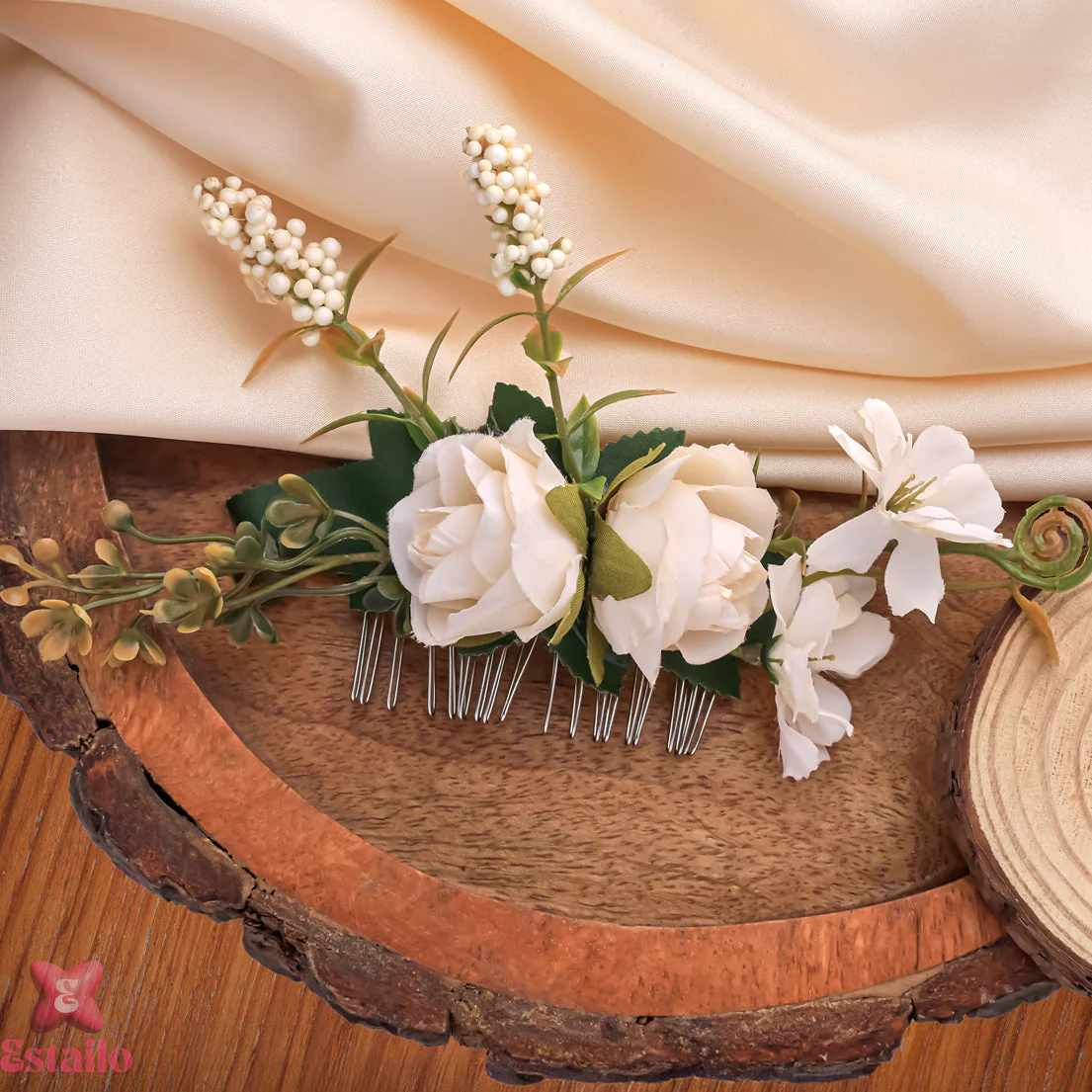Floral Elegance Bridal Comb - Image 2
