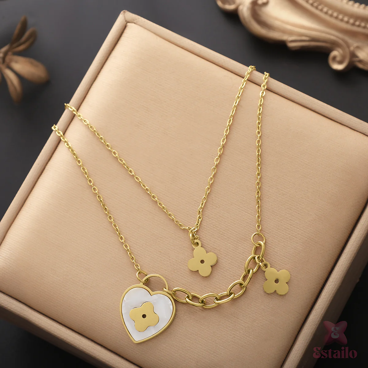 Floral Love Layered Chain Necklace - Image 2
