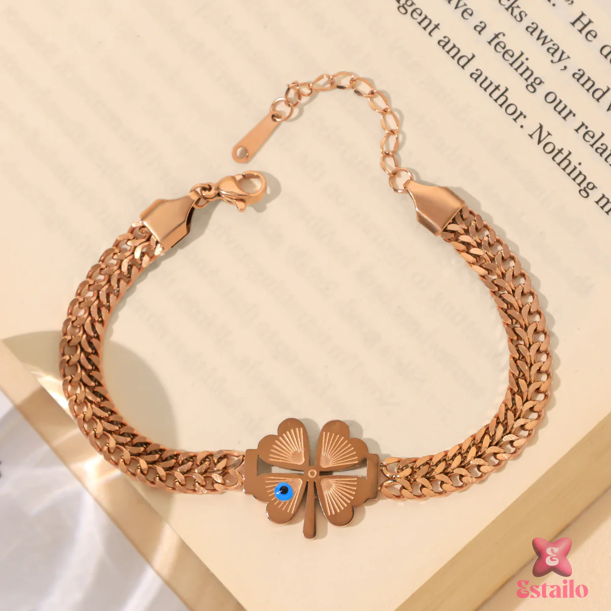 Four-Leaf Lucky Eye Bracelet