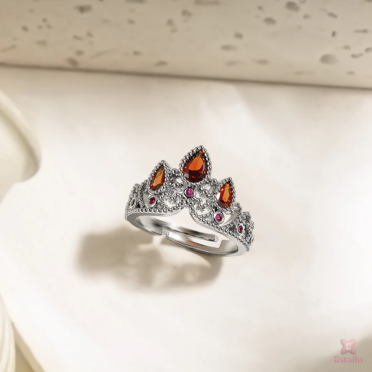Garnet Crown Ring - Image 2