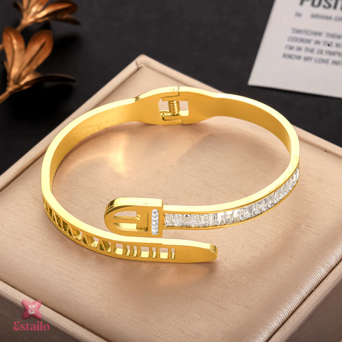 Gilded Buckle Cuff Bracelet