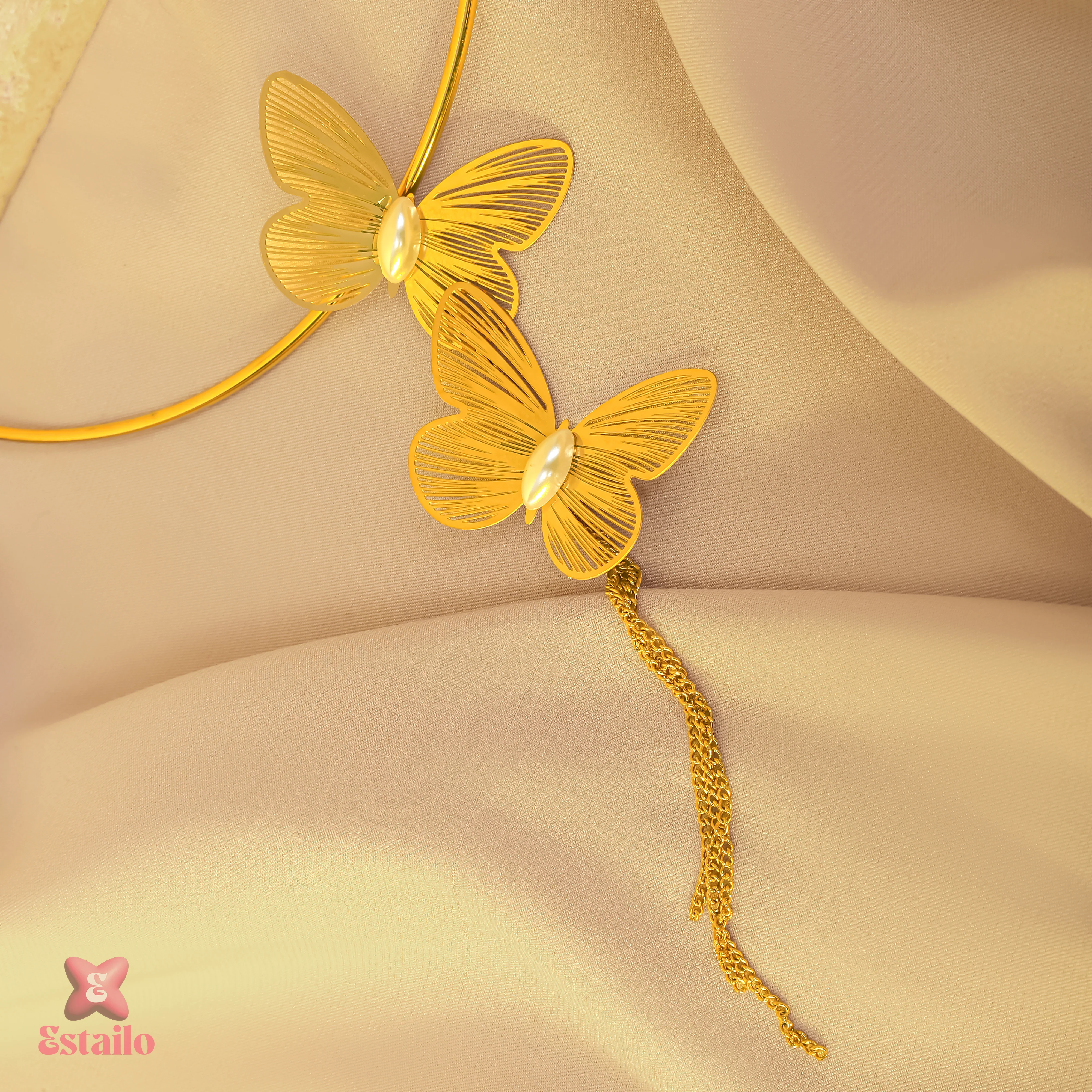 Gilded Embrace Butterfly Necklace - Image 2