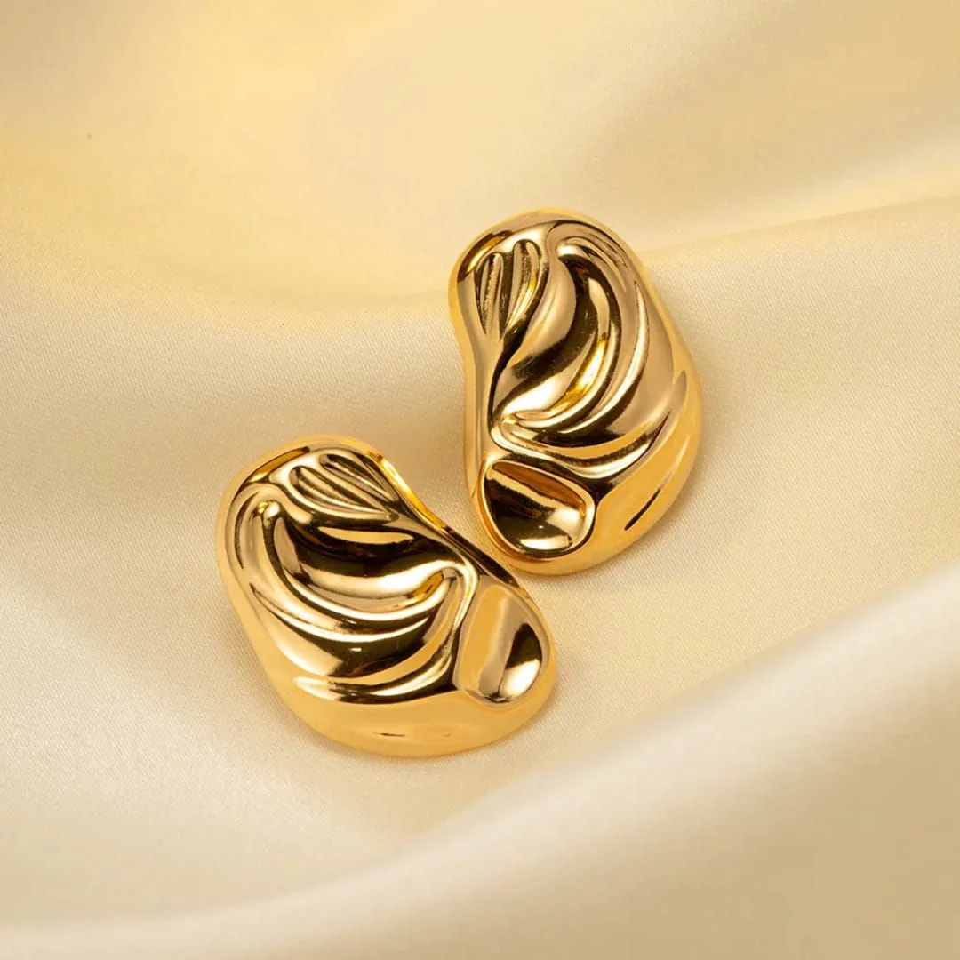 Gilded Pebble Stud Earrings