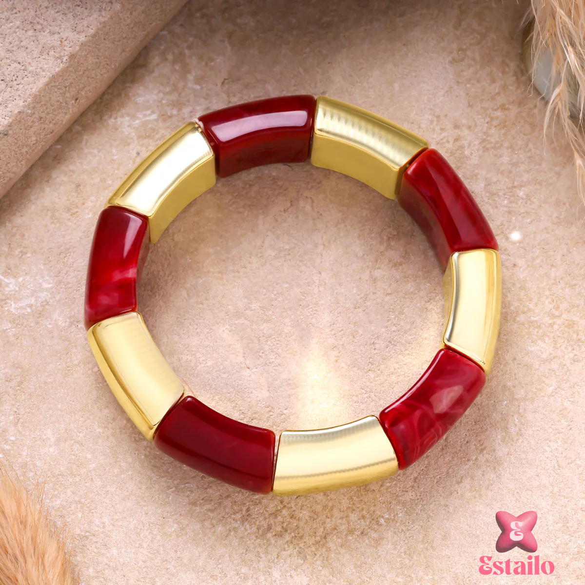 Gilded Ruby Bamboo Bracelet - Image 3