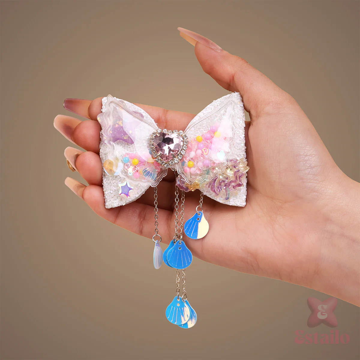 Glitter Bows Floral Charms Hair Clip