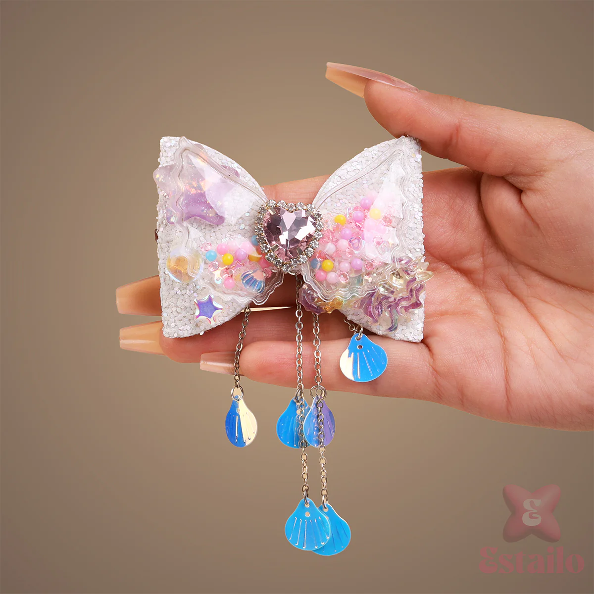 Glitter Bows Floral Charms Hair Clip - Image 2