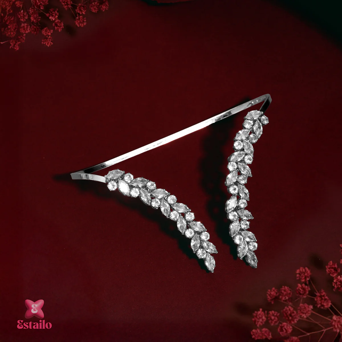 Glitter Leaf Solitaire Hand Jewellery - Image 2