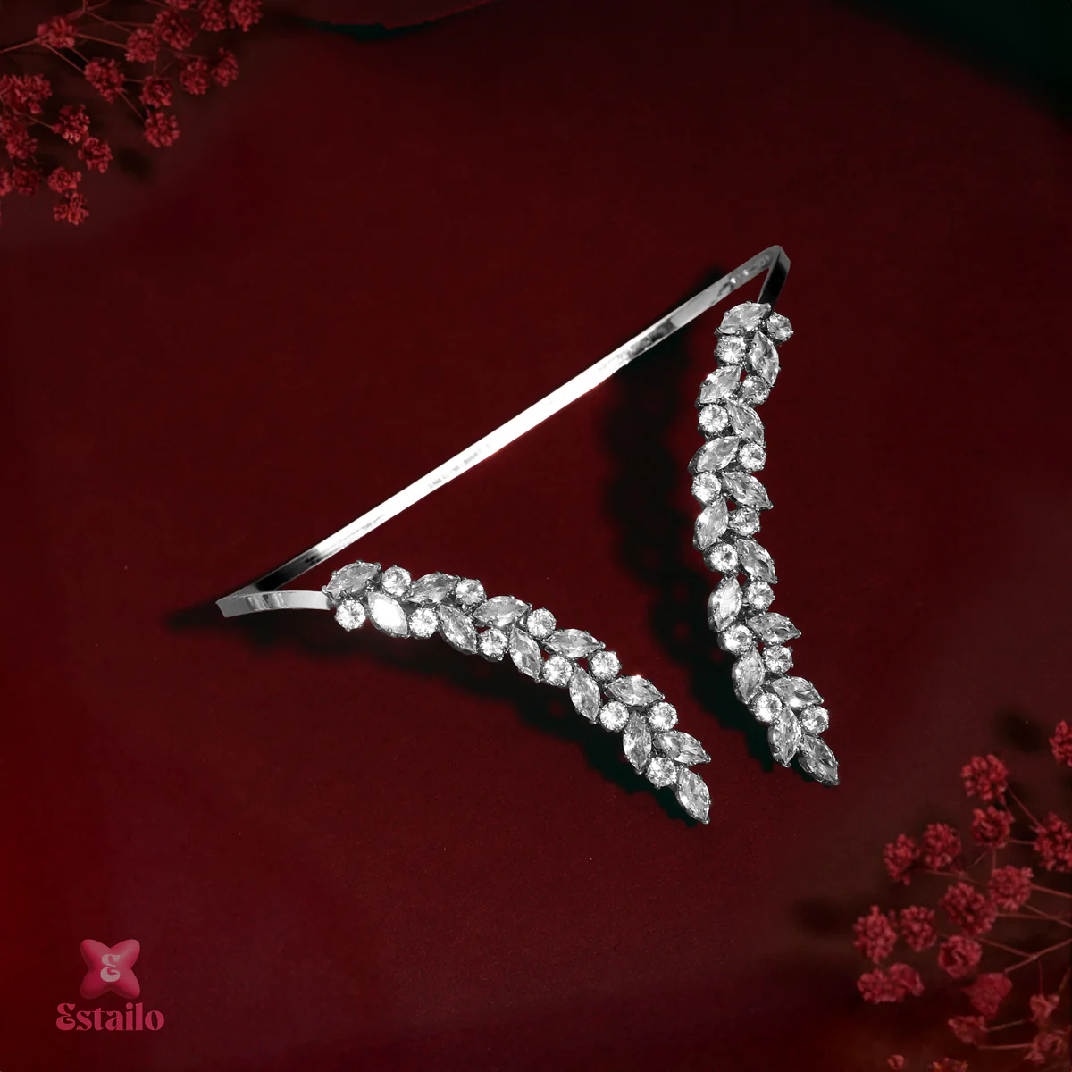 Glitter Leaf Solitaire Hand Jewellery - Image 4