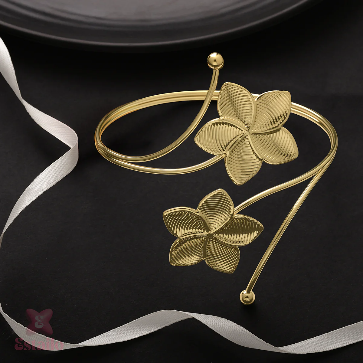 Gold Floral Arm Cuff - Image 2