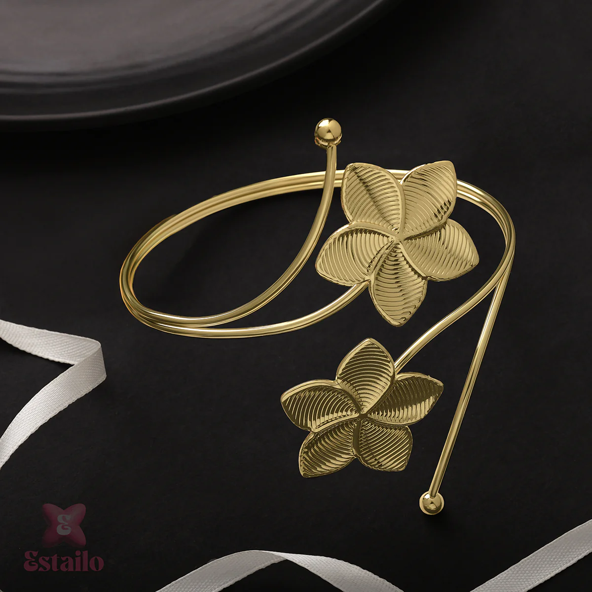 Gold Floral Arm Cuff - Image 3