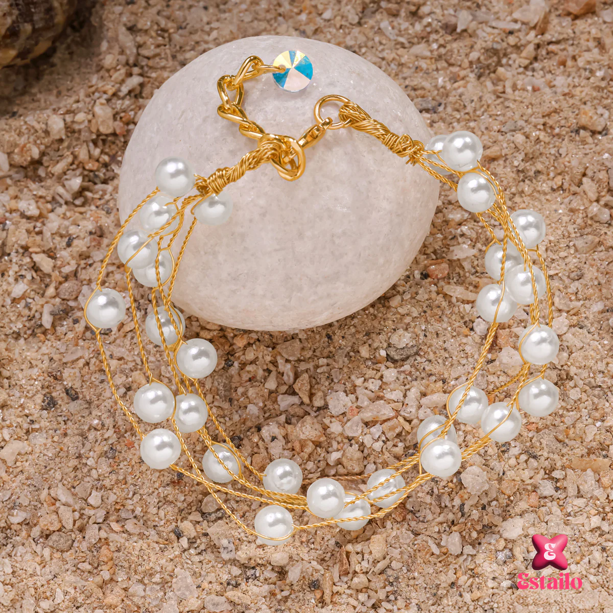 Gold-Tone Pearl Bracelet - Image 2