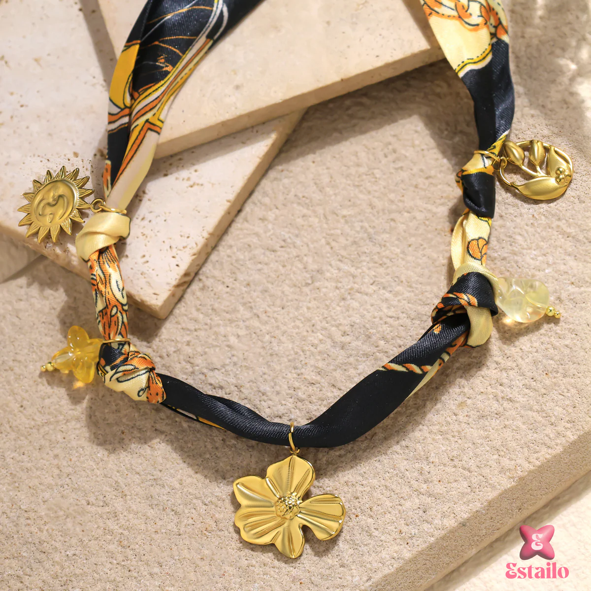 Golden Bloom Scarf Necklace - Image 2