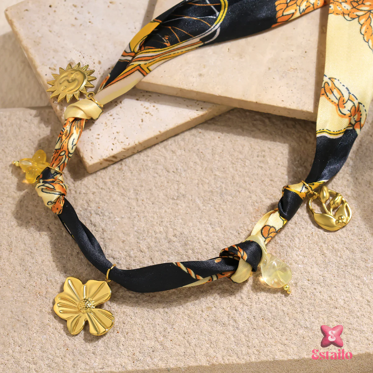 Golden Bloom Scarf Necklace - Image 3