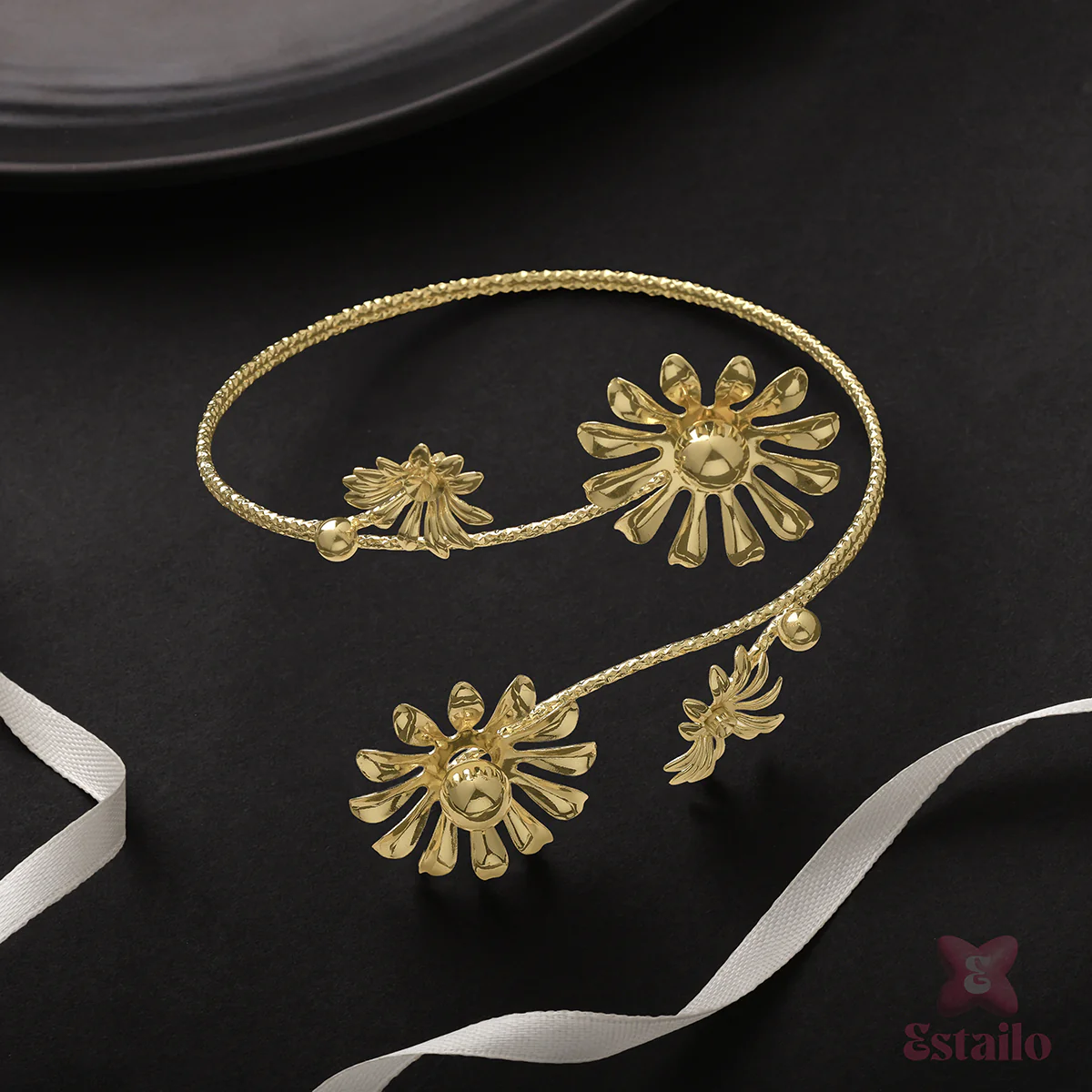 Golden Bloom Spiral Arm Cuff - Image 3