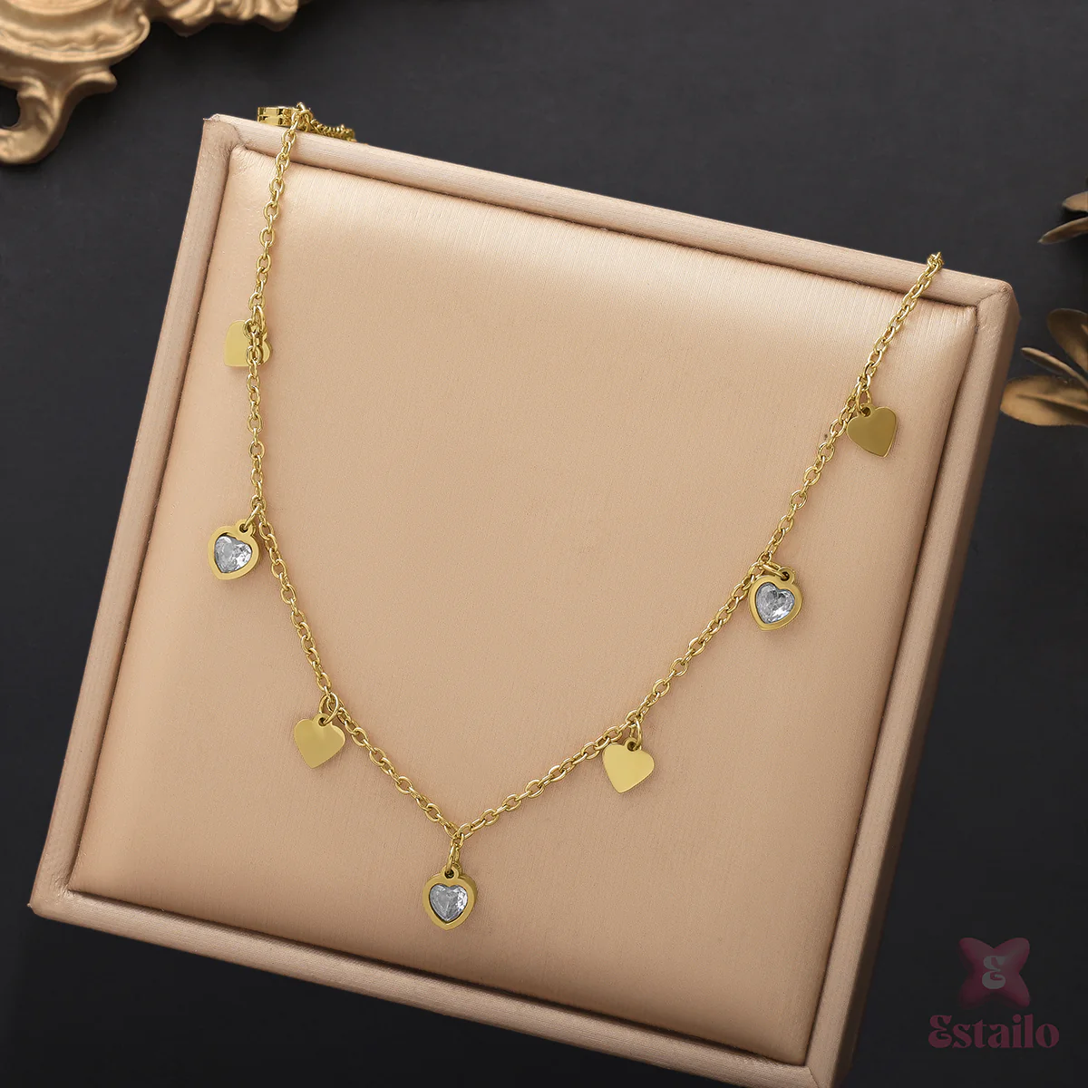 Golden Love Link Chain Necklace - Image 2