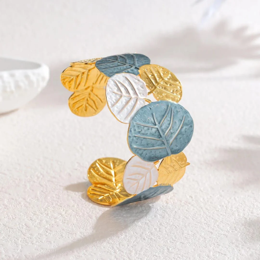 Golden Meadow Leaf Cuff Bracelet - Image 2