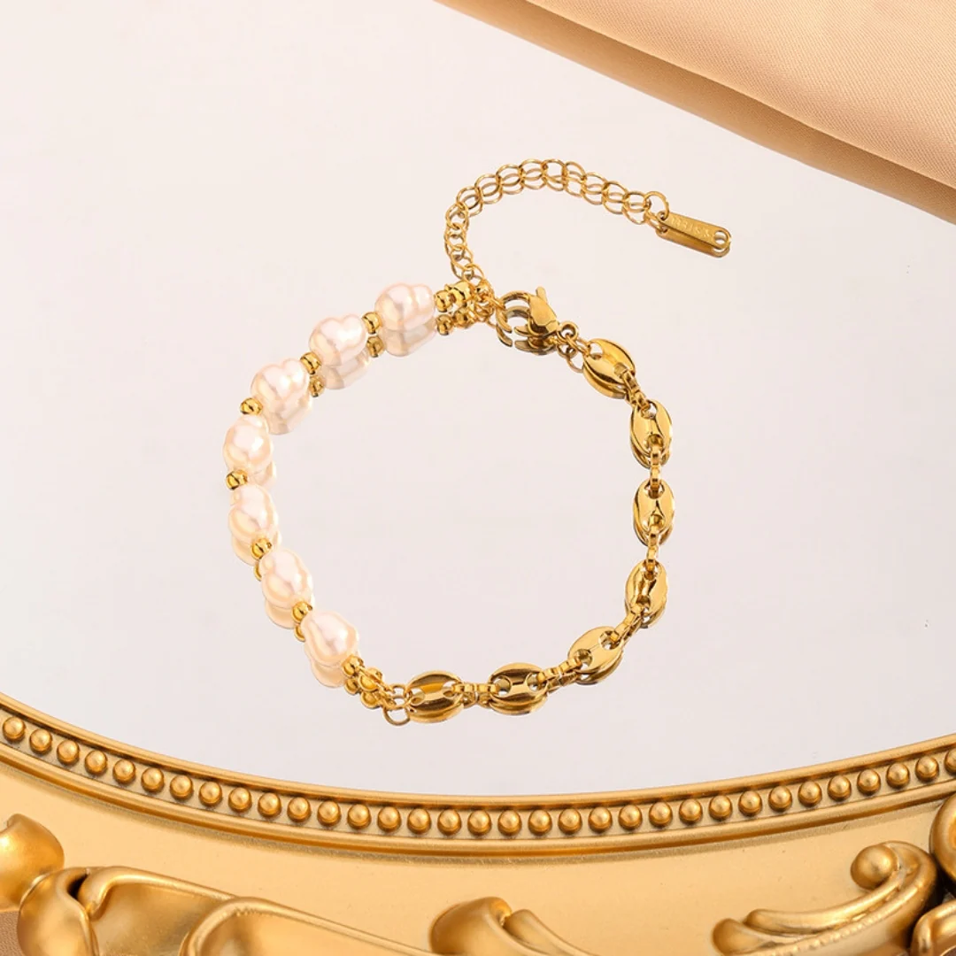 Golden Pearl & Coffee Bean Bracelet - Image 6