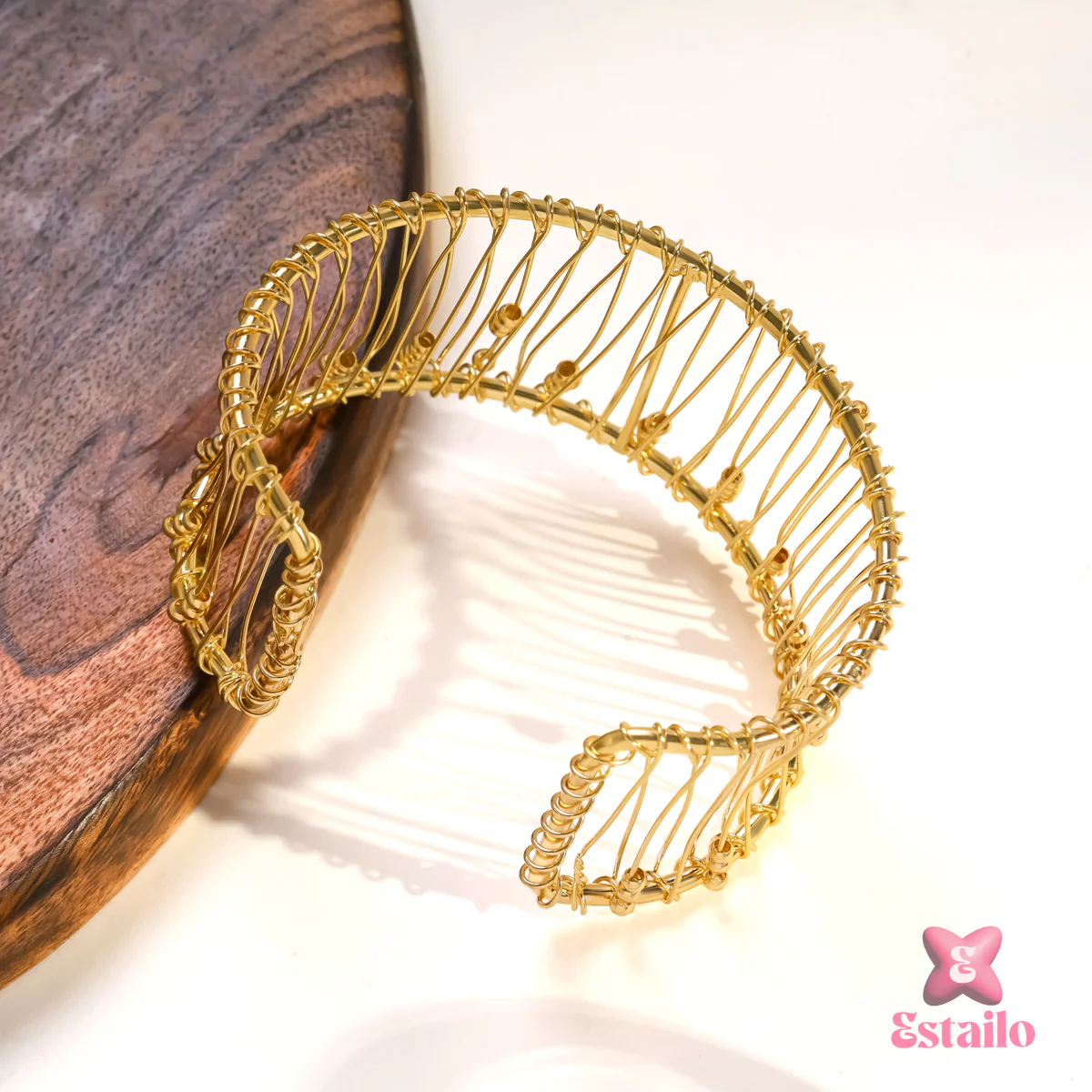 Golden Ripple Embrace Cuff Bracelet - Image 5