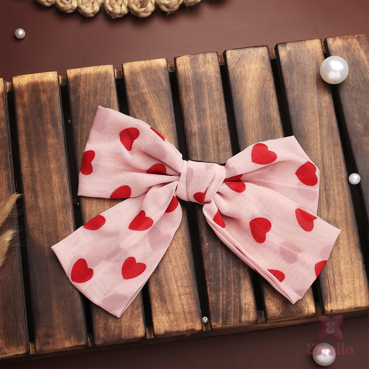 Heart Bow Floral Hair Clip